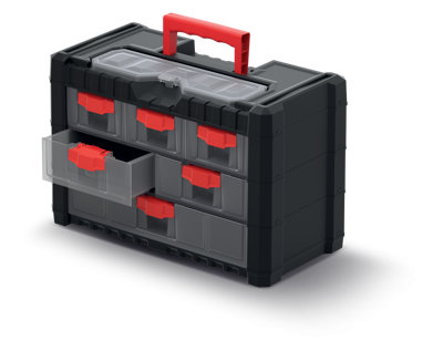 Parts Storage Organiser with Drawers Compartment Cabinet Screws Carry Tool Box Set 1 - 4