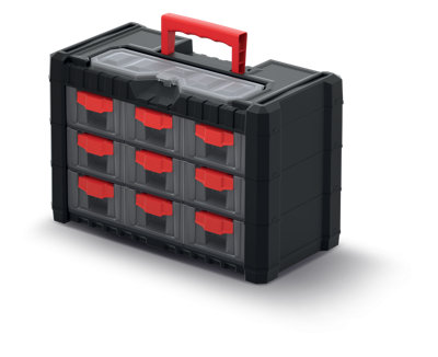 Parts Storage Organiser with Drawers Compartment Cabinet Screws Carry Tool Box Set 2 - 3