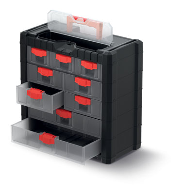 Parts Storage Organiser with Drawers Compartment Cabinet Screws Carry Tool Box Set 4 - 3