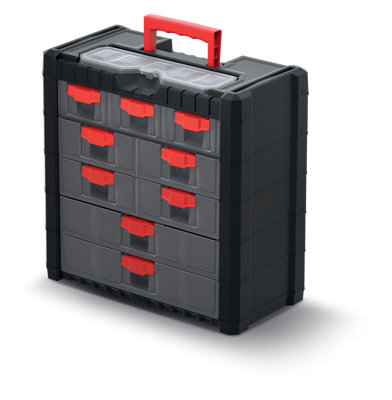 Parts Storage Organiser with Drawers Compartment Cabinet Screws Carry Tool Box Set 4 - 4