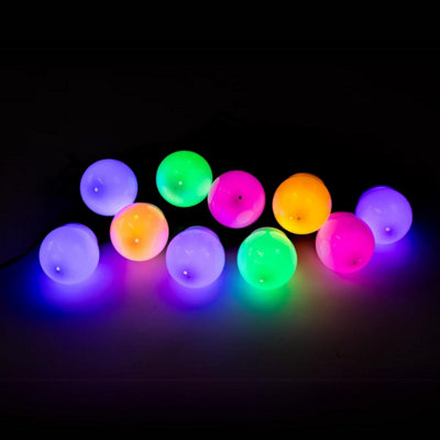 Party Festoon - Multi-Coloured, 20 Waterproof LED Festoon Lights Outdoor, Indoor Outdoor Globe String Lights