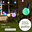 Party Festoon - Multi-Coloured, 20 Waterproof LED Festoon Lights Outdoor, Indoor Outdoor Globe String Lights