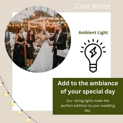Party Festoon Set of 20 Mains Powered Cool White Outdoor Garden String Light - 6