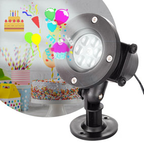 Party Light Image LED Projector with 12 Interchangeable Seasonal Slides - Party Celebration, Christmas & Halloween