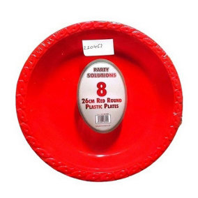 Party Solutions Plastic Round Party Plates Red (One Size)