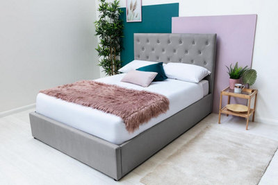 BESTWANTED Gas Lift Ottoman Storage Bed,5FT King Size Bed Frame With Storage, Ottoman Bed With LED Lights, Faux Leather, White