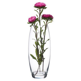 PASABAHCE 600ml Clear Glass Straight Fluted Rounded Shape Flower Wedding Vase