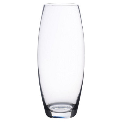 PASABAHCE 600ml Clear Glass Straight Fluted Rounded Shape Flower Wedding Vase