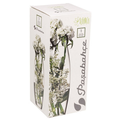 PASABAHCE 600ml Clear Glass Straight Fluted Rounded Shape Flower Wedding Vase - 3