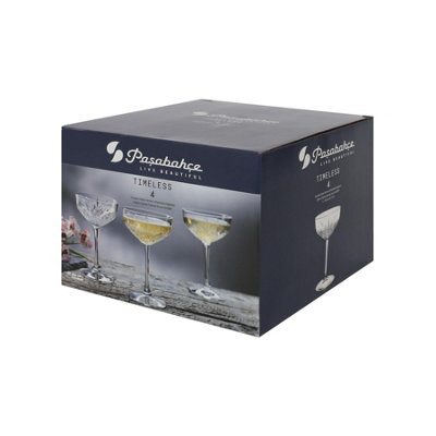Pasabahce Timeless Lot De 4 Coupes à Champagne 27 Cl – Verre Élégant Profilée