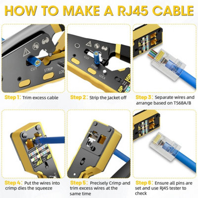 Pass Through RJ45 Crimp Tool Kit Ethernet Crimper