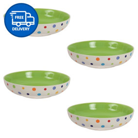 Pasta Bowls Hand Painted Polka Dot Set of 4 Ceramic Bowls by Laeto House & Home - INCLUDING FREE DELIVERY