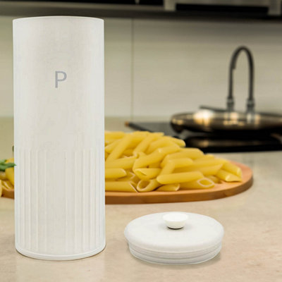 Pasta Tin Metal Ivory Round Spaghetti Food Storage 2.5L Canister ...