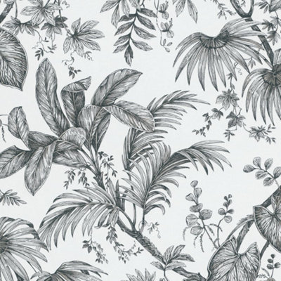 paste-the-wall-black-and-white-botanical-wallpaper