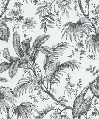 Paste the Wall Black and White Botanical Wallpaper