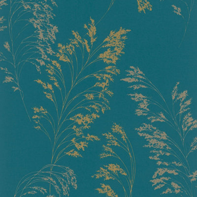 Paste the Wall Elegant Teal and Gold Wallpaper