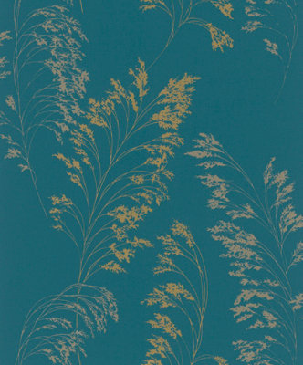 Paste the Wall Elegant Teal and Gold Wallpaper DIY at B&Q