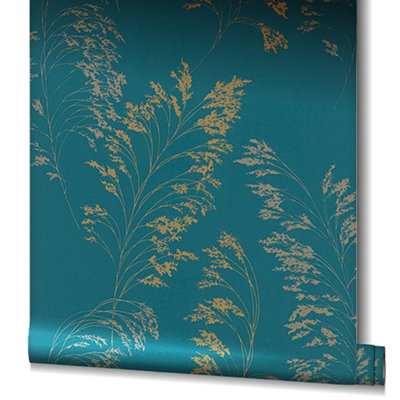 Paste the Wall Elegant Teal and Gold Wallpaper