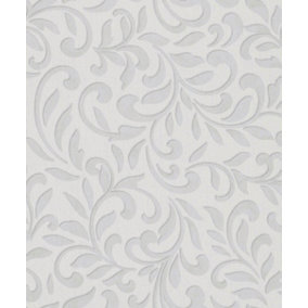 Paste the Wall White and Pearl Damask Wallpaper
