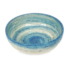 Pastel Beach Hand Painted Kitchen Dining Table Shallow Bowl Set of 4 Blue 14cm (Diam)