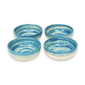 Pastel Beach Hand Painted Kitchen Dining Table Small Bowl Set of 4 Blue 10cm (Diam)