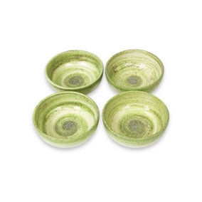 Pastel Beach Hand Painted Kitchen Dining Table Small Bowl Set of 4 Green 10cm (Diam)