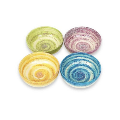 Pastel Beach Hand Painted Kitchen Dining Table Small Bowl Set of 4 Mixed Colours 10cm (Diam)