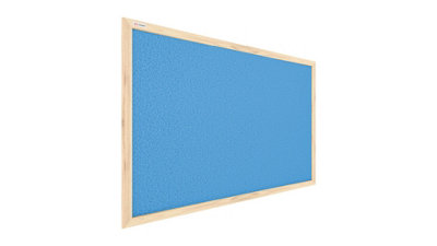 Pastel blue cork notice board wooden natural frame 60x40 cm