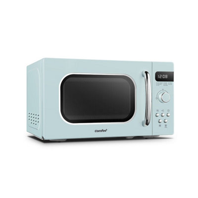 Pastel Green 20L Small Retro Microwave with 8 Preset Functions and LED Display