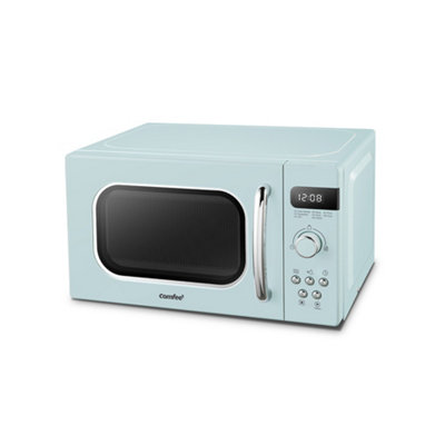 Pastel Green 20L Small Retro Microwave with 8 Preset Functions and LED Display