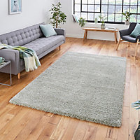 Pastel Green Plain Shaggy Modern Polypropylene Rug for Living Room, Bedroom and Dining Room-160cm X 220cm