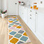 Pastel Multicolour Modern Trellis Living Area Runner Rug 60x240cm