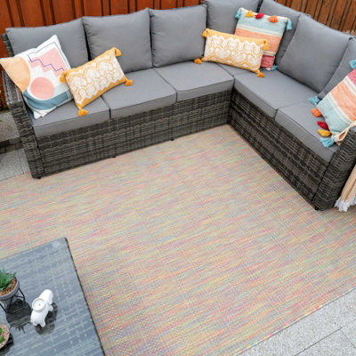 Pastel Multicolour Rainbow Durable Soft Plastic Mottled Flatweave ...