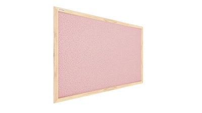 Pastel pink cork notice board wooden natural frame 60x40 cm