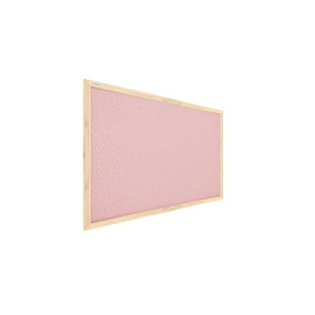 Pastel pink cork notice board wooden natural frame 60x40 cm