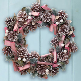Pastel Pink Driftwood Spring Summer All Year Front Door Decoration Wreath 36cm