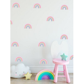 Pastel RaInbow Wall Stickers For Childrens Rooms Kids Nursery Wall Art Removable Wall Decals DIY Peel And Stick Vinyl