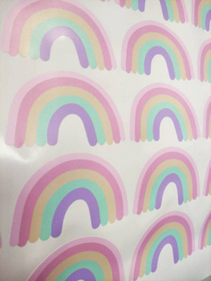 Pastel RaInbow Wall Stickers For Childrens Rooms Kids Nursery Wall Art ...