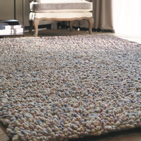 Pastel Wool Abstract Modern Shaggy Handmade Easy to Clean Rug for Living Room and Bedroom-160cm X 230cm