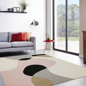 Pastel Wool Handmade Modern Abstract Rug for Living Room and Bedroom-120cm X 170cm
