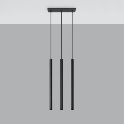 Pastelo Steel Black 3 Light Classic Pendant Ceiling Light