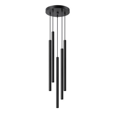 Pastelo Steel Black 5 Lights Modern Pendant Ceiling Light