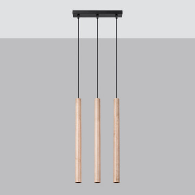 Pastelo Steel/Wood Wood 3 Lights Modern Pendant Ceiling Light