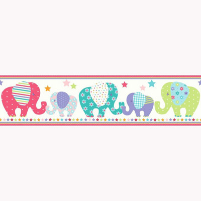 Patchwork Elephant Wallpaper Border - A13001