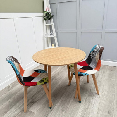 Patchwork Halo Round Dining Set with an Oak Round Dining Table and Set ...