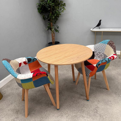Patchwork Halo Round Dining Set with an Oak Round Dining Table and Set ...