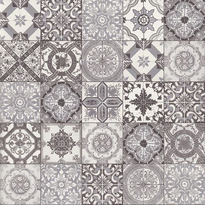 Patchwork Mediterranean Tile Vinyl by Remland (Belgravia Grey, 3m x 3m)