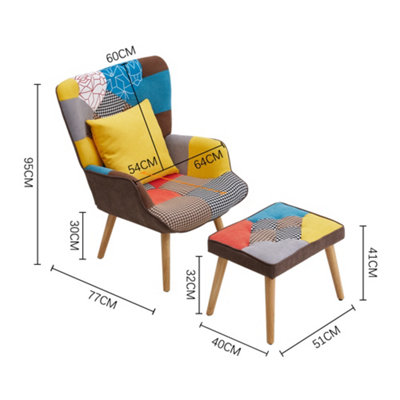 Patchwork Tufted Occasional Armchair Sofa Chair with Cushion