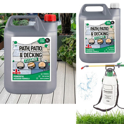 Path Patio & Decking 5L Cleaner With Pressure Sprayer, Removes Grime & Stains