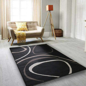 Patina Modern Rug with Swirl/Wave Pattern, Brown